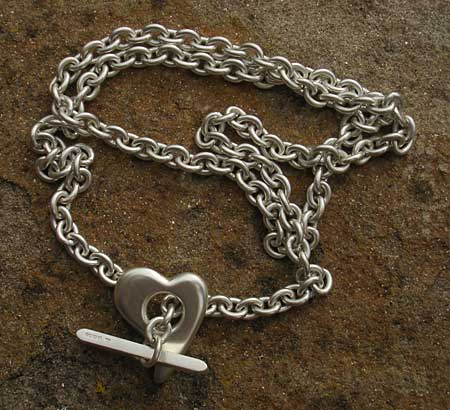Womens Designer Silver Heart Necklace SALE