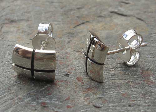 Contemporary silver stud earrings