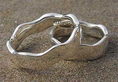 Contemporary silver wedding rings