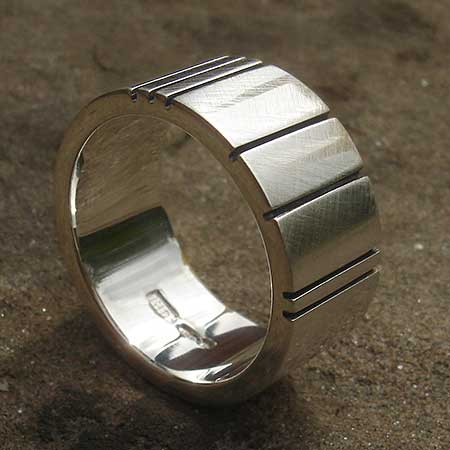 Contemporary sterling silver ring for men