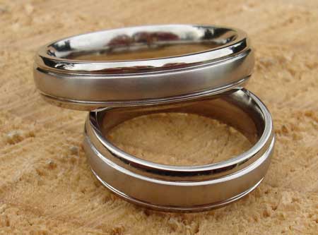 Contemporary titanium wedding rings