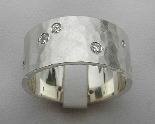 Cubic zirconia mens silver ring