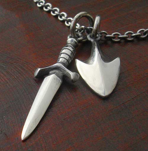 Dagger silver necklace