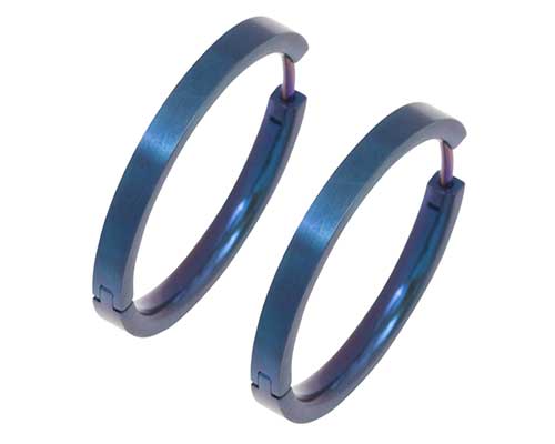 Dark blue titanium full hoop earrings