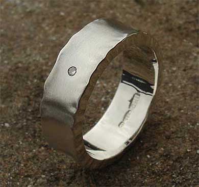 Handmade silver designer diamond wedding ring