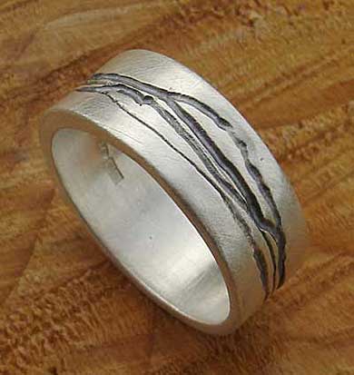 Designer handmade silver wedding ring