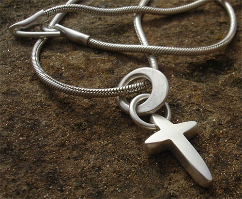 Designer silver cross necklace