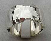 Mens designer hammered silver ring