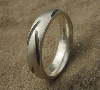 Domed designer sterling silver wedding ring
