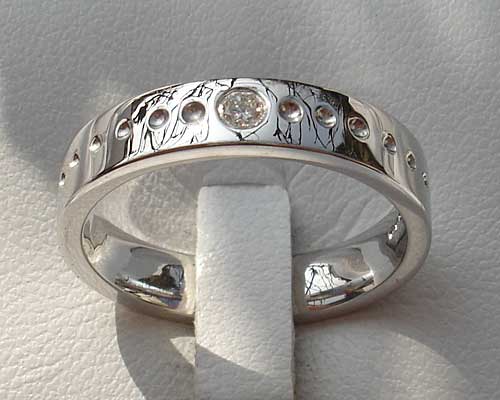 Designer 9ct white gold diamond wedding ring