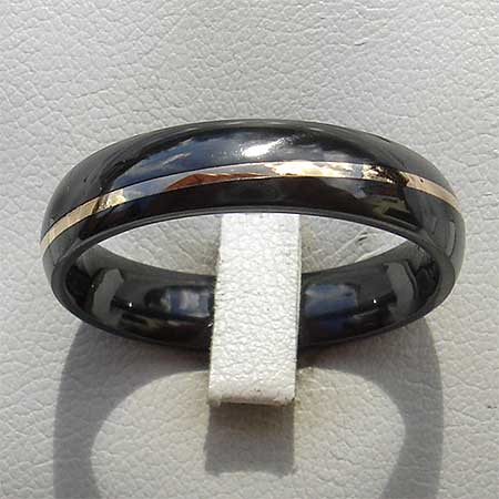 Size X Gold Inlay Black Wedding Ring