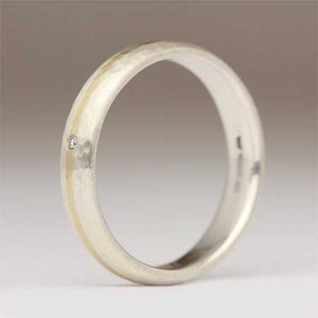Diamond 9ct gold silver wedding ring