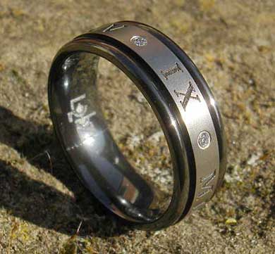 Diamond Roman numeral ring for men