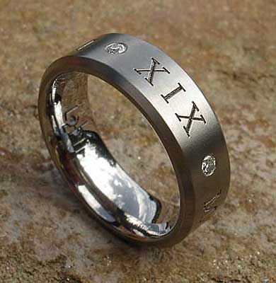Diamond Roman numeral wedding ring