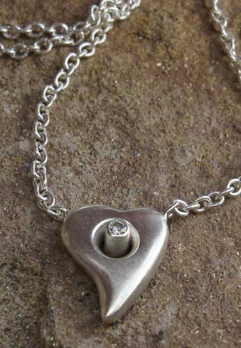 Diamond and sterling silver heart necklace