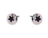 Titanium stud earrings featuring a subtle star detail set into a circular form