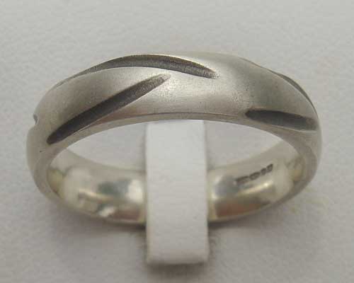 Domed designer silver wedding ring