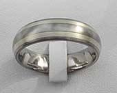 Domed inlay titanium wedding ring