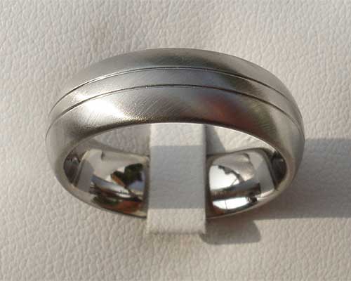 Domed modern titanium wedding ring