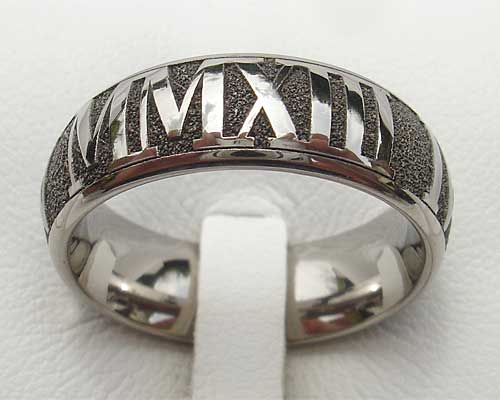 Domed Roman numeral ring
