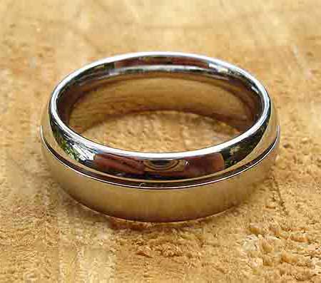 Domed twin finish plain wedding ring