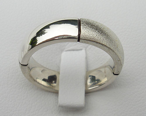 Twin finish silver wedding ring
