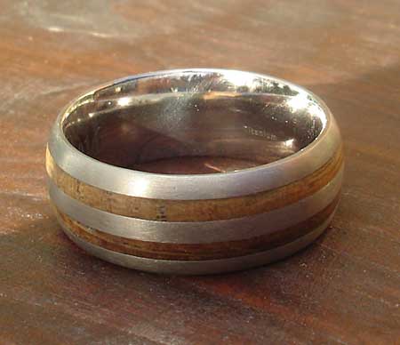 Wood inlay wedding ring