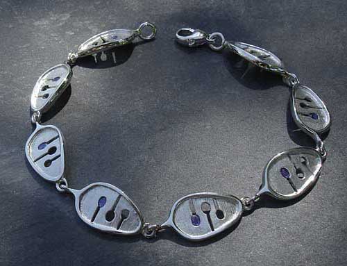 Enamelled sterling silver bracelet