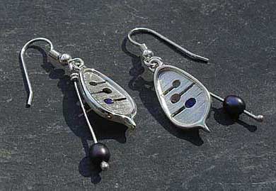 Enamelled sterling silver earrings