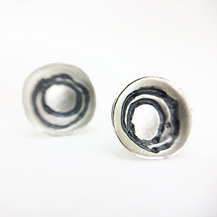 Etched silver stud earrings