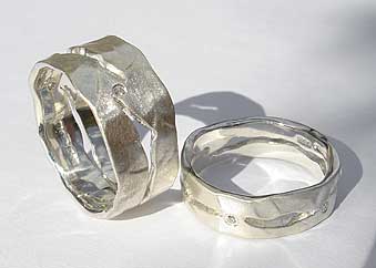 Silver diamond wedding rings