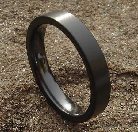Flat black wedding ring for men