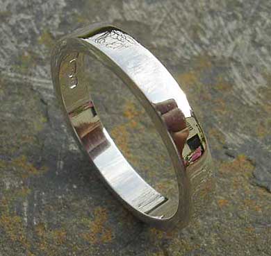 Flat plain silver wedding ring