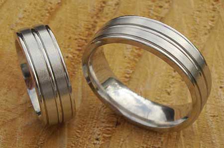 Flat grooved plain wedding rings