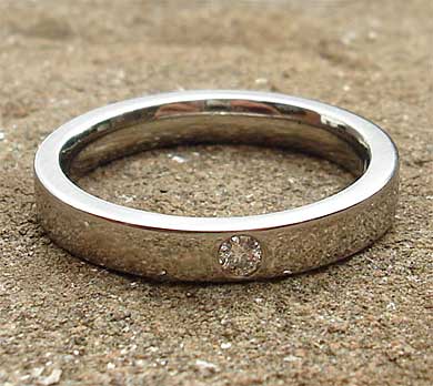 Size H Narrow Titanium Diamond Wedding Ring