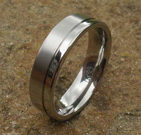 Twin finish titanium wedding ring