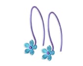 Titanium drop earrings featuring a finely detailed five-petal flower