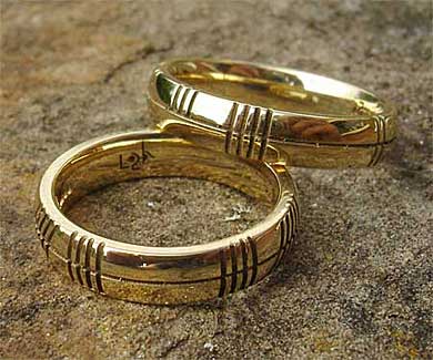 Gold Ogham rings