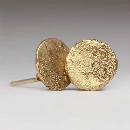 Gold handmade unusual stud earrings