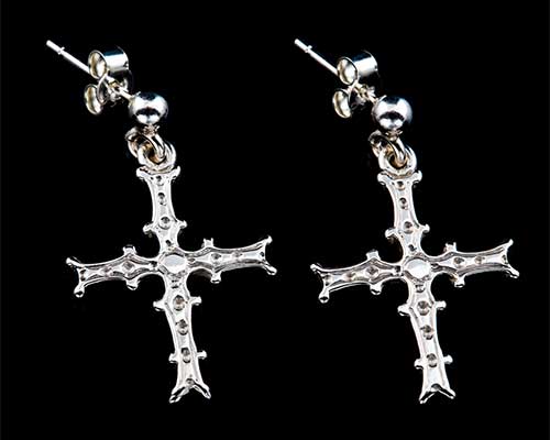Gothic Celtic silver cross earrings