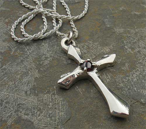 Silver Gothic cross necklace