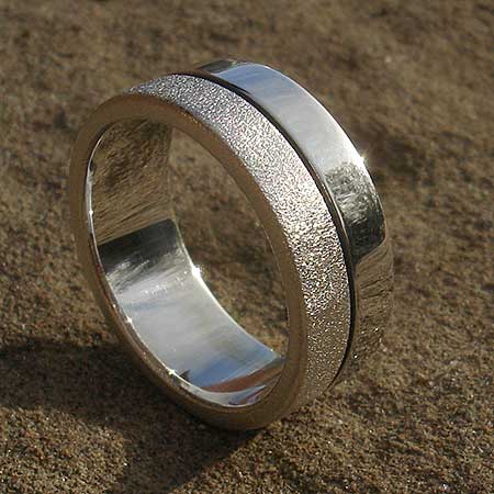 Polished matt sterling silver ring