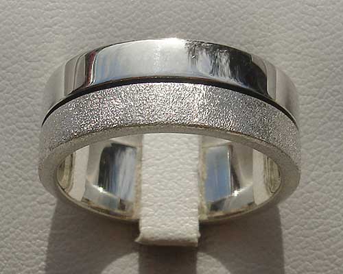 Size S Half Polished Half Matt Silver Wedding Ring | SALE | UK!