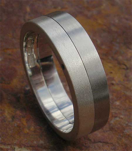 Size V Steel & Silver Wedding Ring