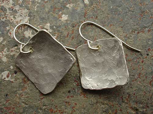 Hammered silver hook earrings
