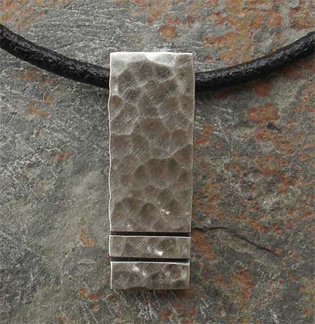 Hammered silver pendant for men
