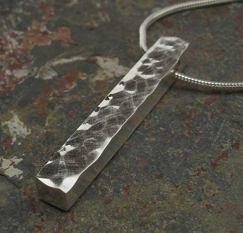 Hammered silver pendant and necklace