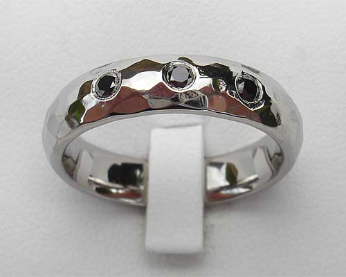 Triple black diamond wedding ring