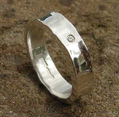 Designer silver handmade diamond wedding ring
