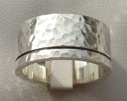 Chunky Mens Hammered Silver Ring | LOVE2HAVE in the UK!